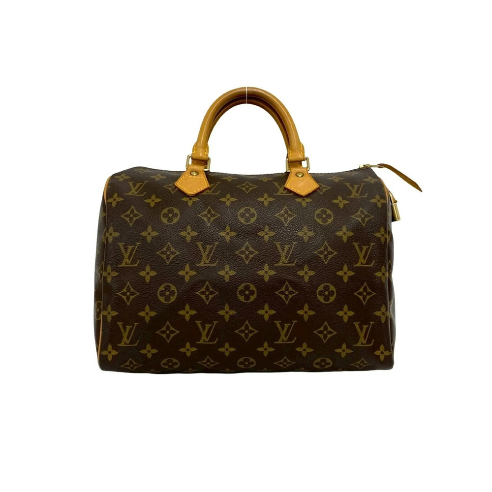 LOUIS VUITTON Vintage Brown Monogram Leather Speedy 30 Boston Bag